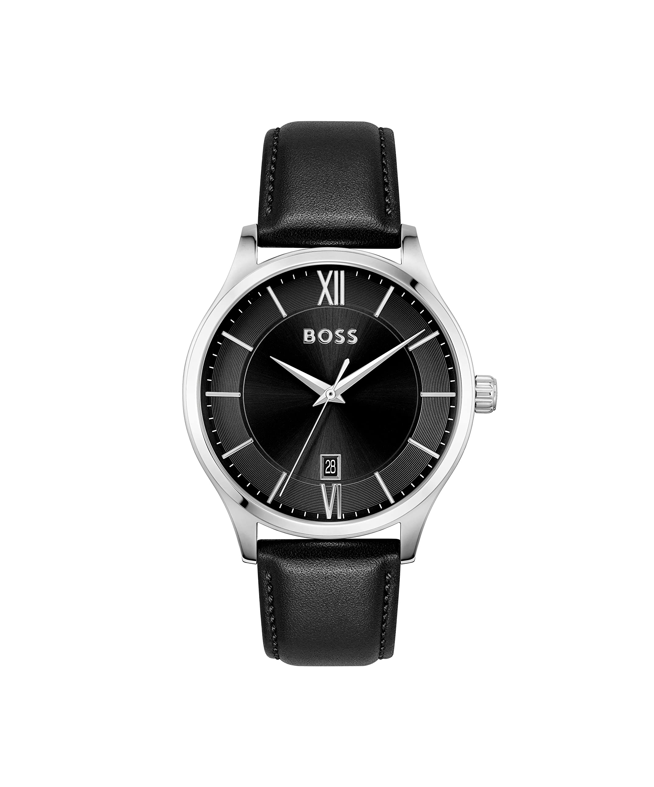 BOSS Analogue Quartz Watch for Men Elite Collection with Black Leather Strap - 1513954