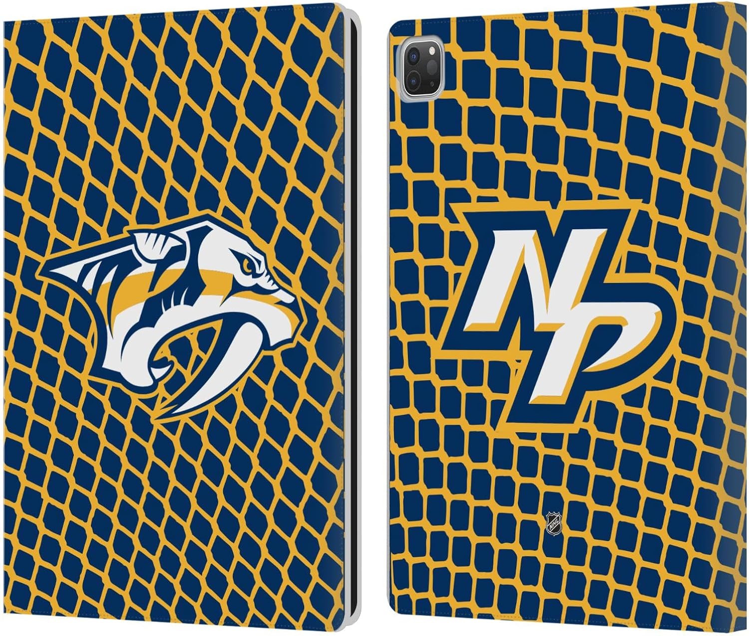 Head Case Designs Officially Licensed NHL Net Pattern Nashville Predators Leather Wallet Case Compatible with Apple iPad Pro 13 M4 2024