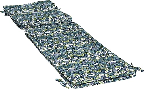 Arden Selections ProFoam Essentials Performance - Cojín para tumbona para exteriores, 46 x 21, damasco azul zafiro aurora