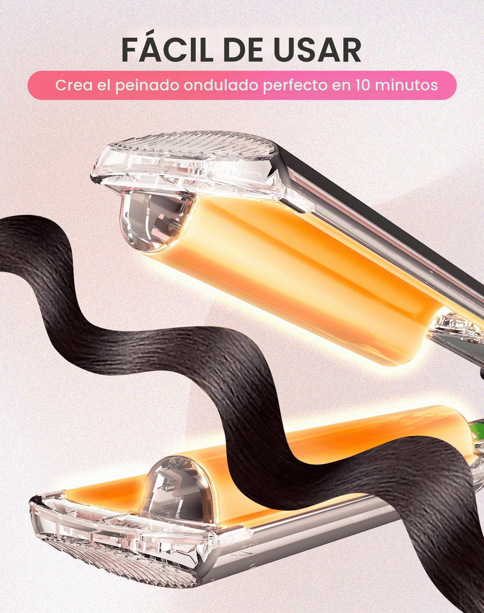 UKLISS Plancha ondulada, mini plancha ondulada para el cabello, pantalla LCD, 120 – 210 ℃, tamaño de viaje Beach Waves Rizador de pelo de sirena para ondulaciones de pelo, rizador de ondas ligeras