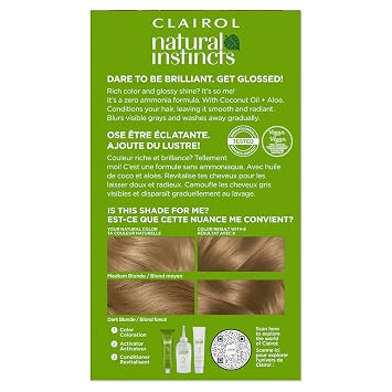Clairol Natural Instincts Demi-Permanent Hair Dye, 8 Medium Blonde | 1 Pack | Clairol Natural Instincts Demi-Permanent Hair Dye, 8 Medium Blonde | 1 Pack