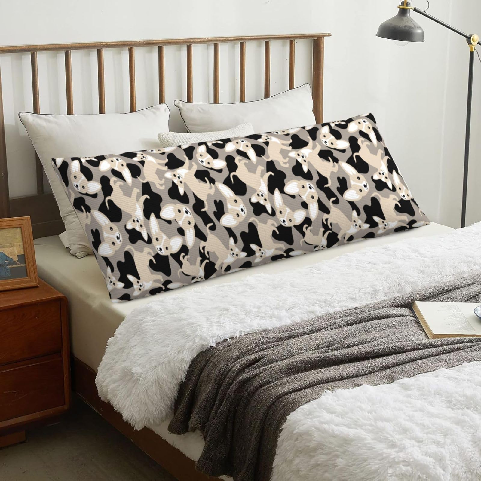 Chihuahua Dog, Body Pillow Cover with Zipper,Long Body Pillowcase 20 x 60 in