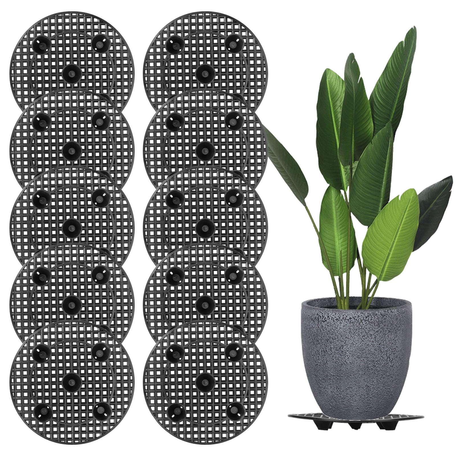 Zynery 10-Piece Planter Stands for Indoor & Outdoor Plants - Elevator Trays & Saucers for Pots (11.8in)