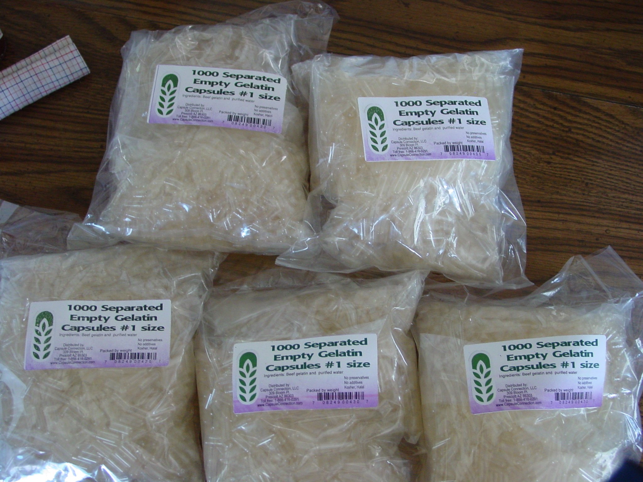 Capsule Connection 5000 Separated Empty Gelatin Capsules, Size 1 - Bulk Wholesale