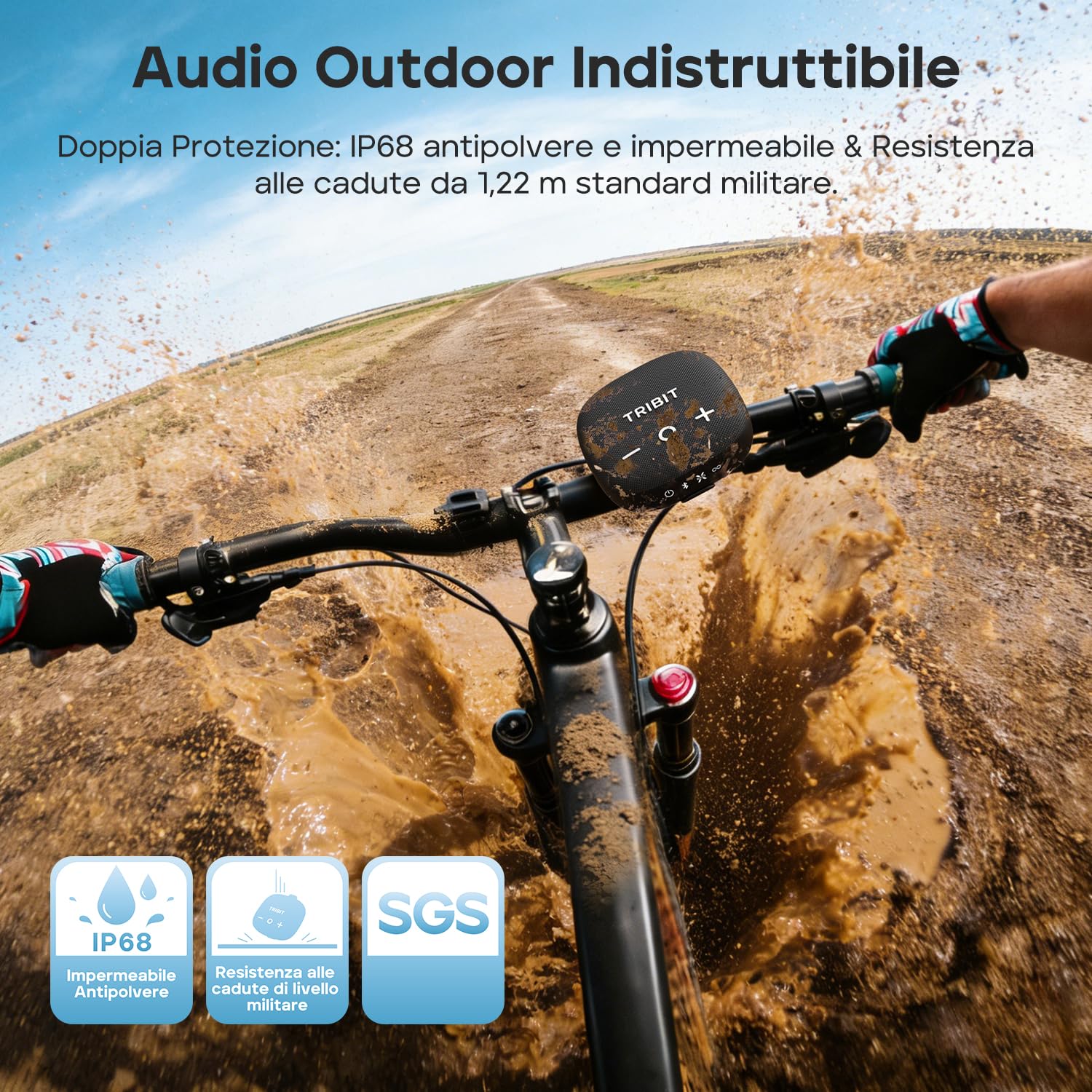 Tribit StormBox Micro 3 Cassa Bluetooth Portatile con Suono XBass da 13W, Bluetooth 6.0, 24 Ore di Autonomia, Impermeabile IP68, Cinghia e Attacco Magnetico per Bici, Golf e Attività Outdoor, Nero