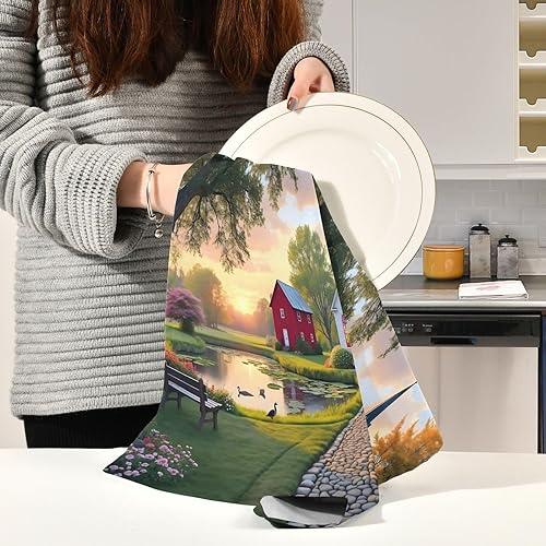 Miniatura 6 de GAIREG Juego de 4 paños de cocina retro para cocina, 28 x 18 pulgadas, absorbentes impresos, juego de 4