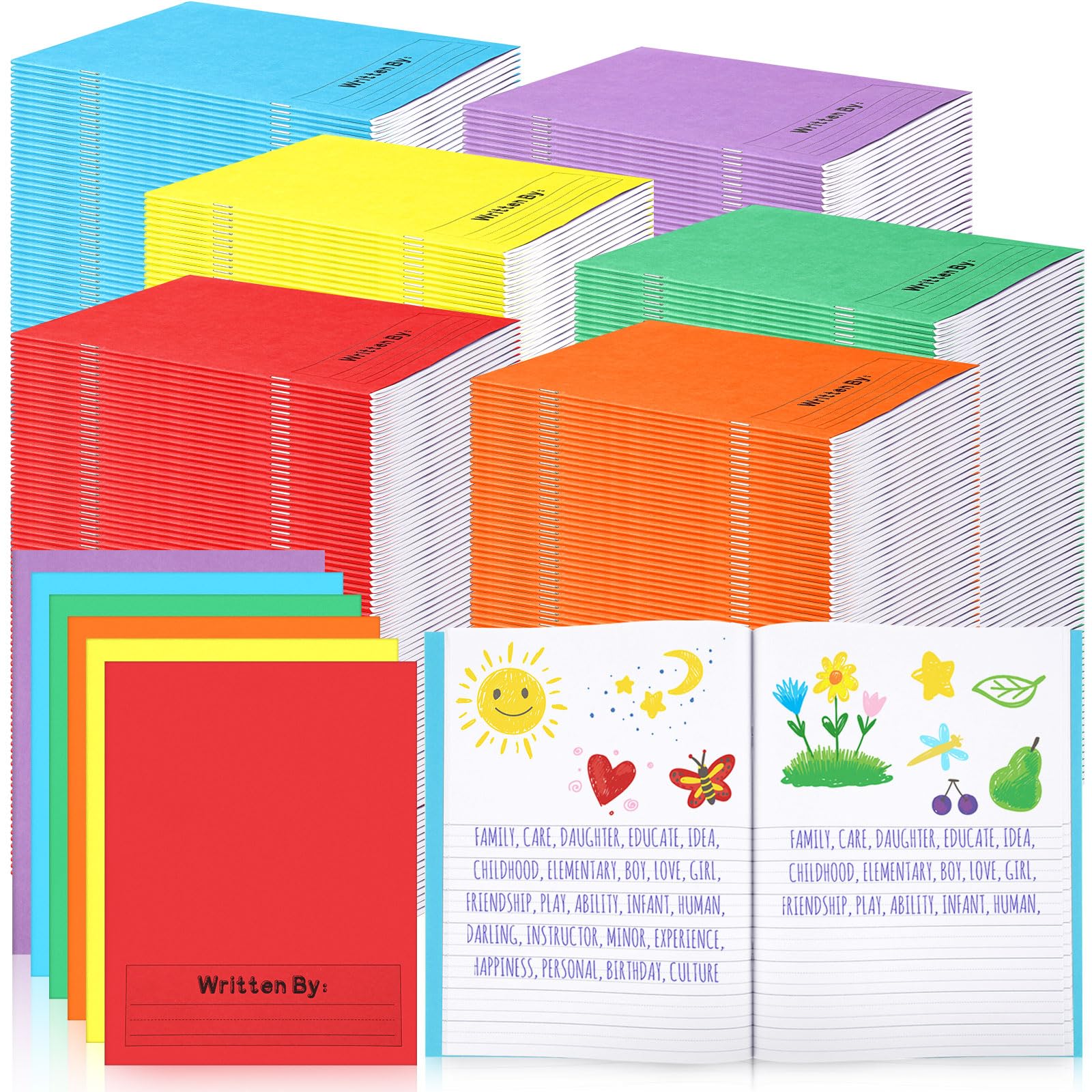 Henoyso 120 quaderni per composizione primaria K-2 9 3/4 x 7 1/2 pollici libro vuoto per scrivere storie, disegnare e scrivere diario, 60 pagine, diario di scrittura per il rientro a scuola forniture