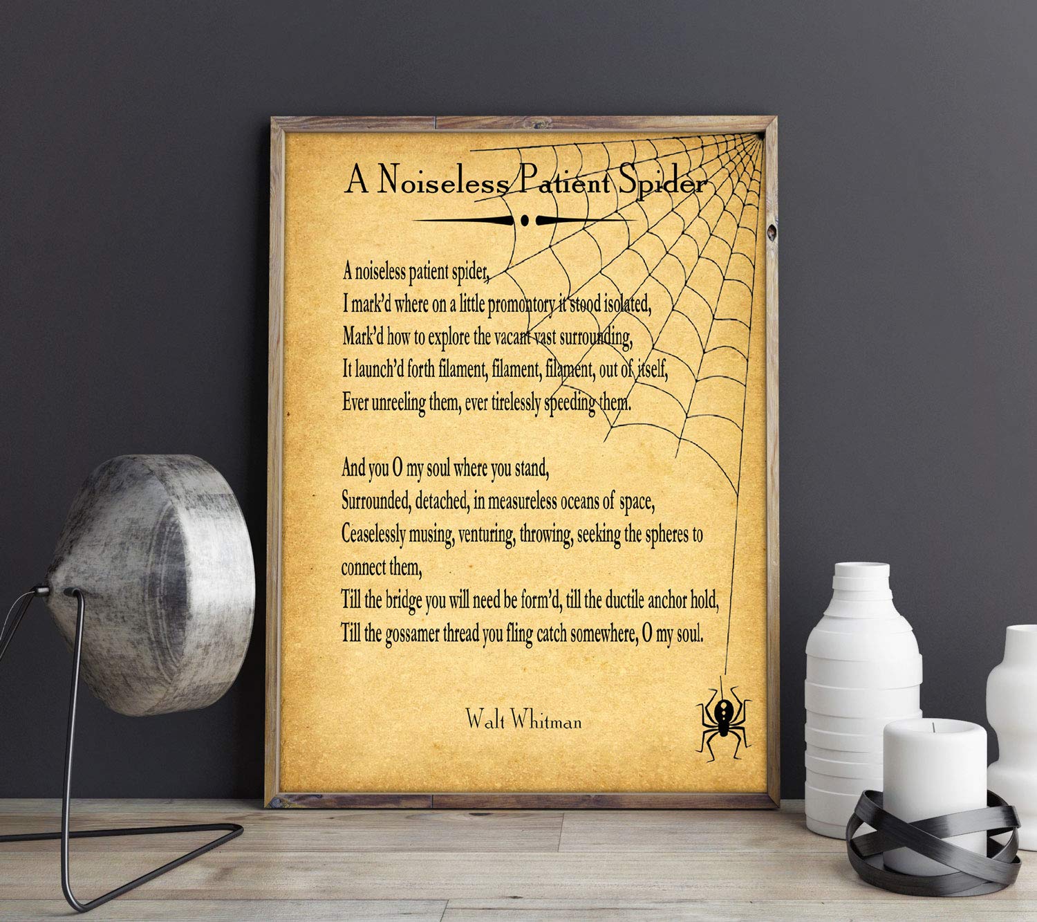 A Noiseless Patient Spider Poster Walt Whitman Affiche Poème Vintage 50x70cm