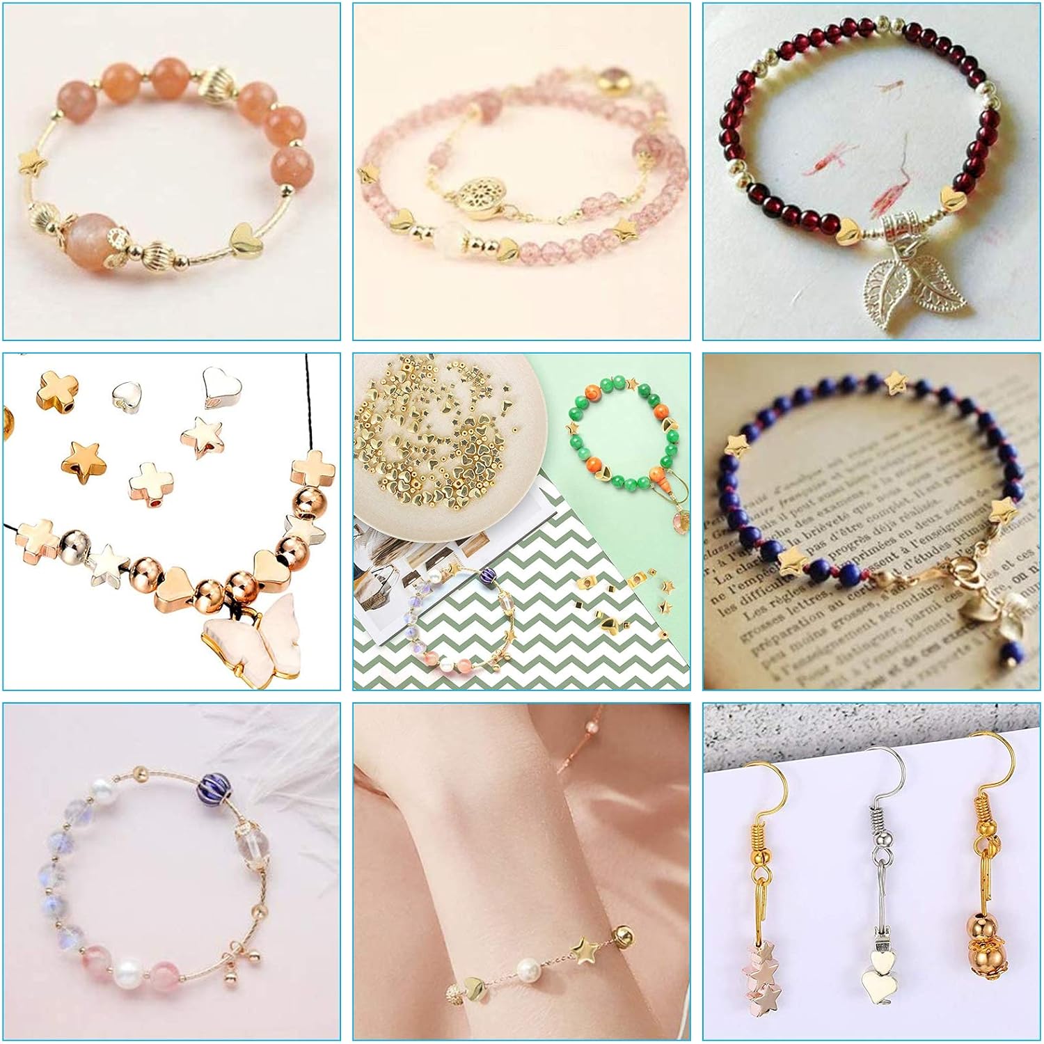 PH PandaHall 120pcs 14K Gold Plated Beads, 4 Shapes Heart Star Crown Beads Brass Metal Loose Beads Rondelle Ball Beads for Stackable Bracelet Necklace Making DIY Craft, 6mm - Image 5