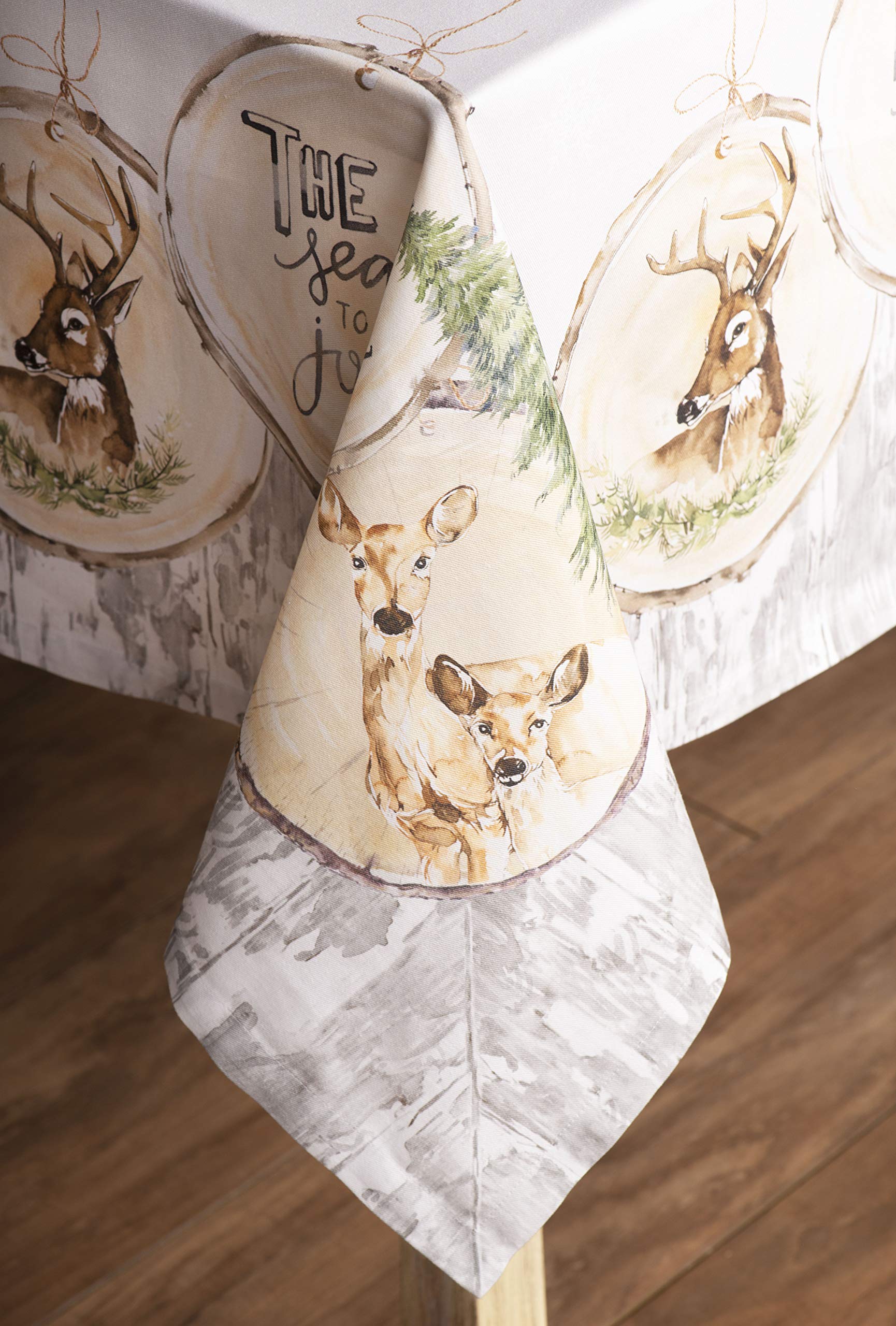 Maison d' Hermine Maison d'Hermine Tischdecke Rechteckig 100% Baumwolle 180 cm x 140 cm Wiederverwendbar Alltagsgebrauch für Weihnachtsdekorationen Esszimmer Landhaus Zuhause Party Festlich (Mountain Life) – Bild 7