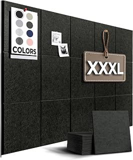 WallHero Vision Board: Large 59x36" Black Cork Bulletin Board - 15 Pack Eco-Friendly Felt Tiles for Office Pinboard Tack Board