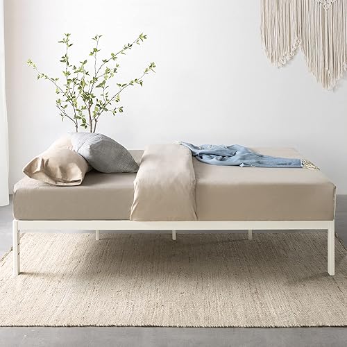Miniatura 4 de Mellow Rocky Base C - Cama de plataforma de 14 pulgadas, acero blanco resistente, con listones de acero anchos patentados (no necesita somier),