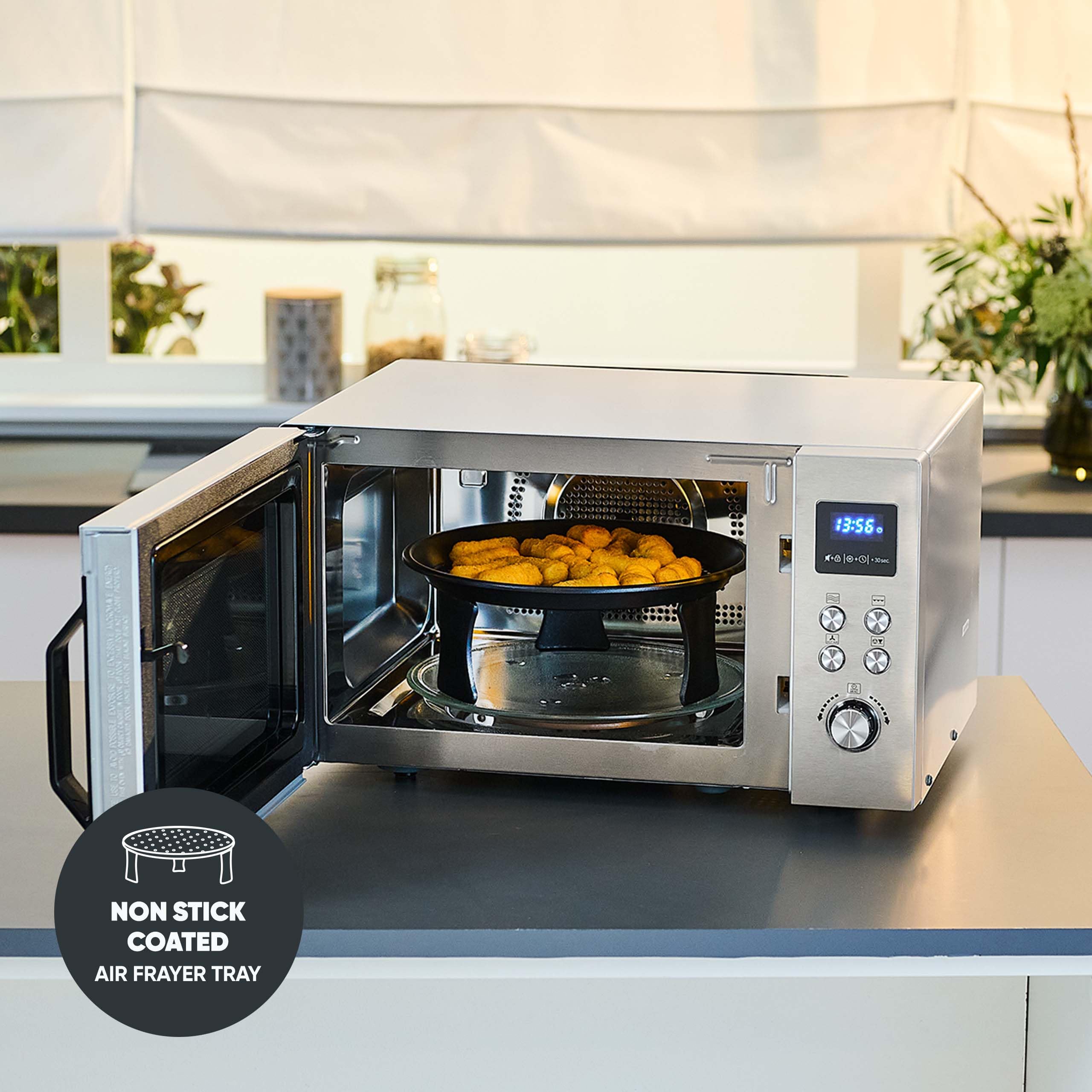 SEVERIN - Microonde con grill e funzione aria calda 900 W - Acciaio inossidabile MW 7918