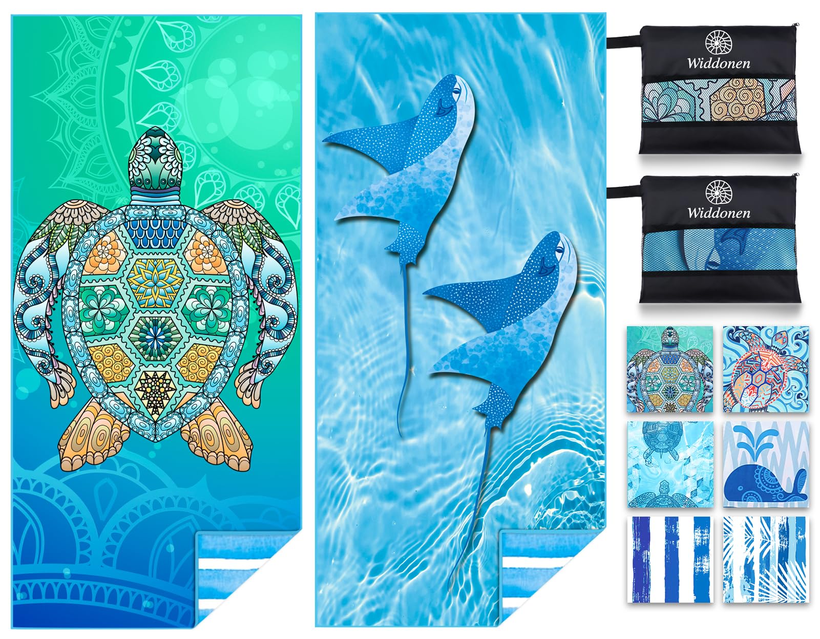 Widdonen 2 Pack Microfiber Beach Towel