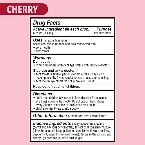 Miniatura 7 de Ricola Gotas de garganta de cereza, barra de 9 unidades (paquete de 20), gotas diarias para un delicioso refresco de garganta, anestésico oral,