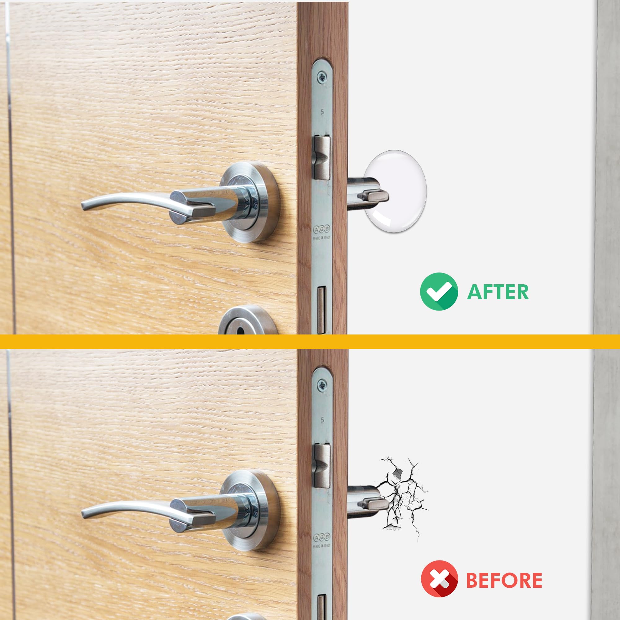 AFFIXERS Door Stoppers for Wall – Self Adhesive Door Knob Wall Protector, Door Slam Stopper, Door Handle Bumper Guard (Clear, Small -1.6" (6 Pack)) 1