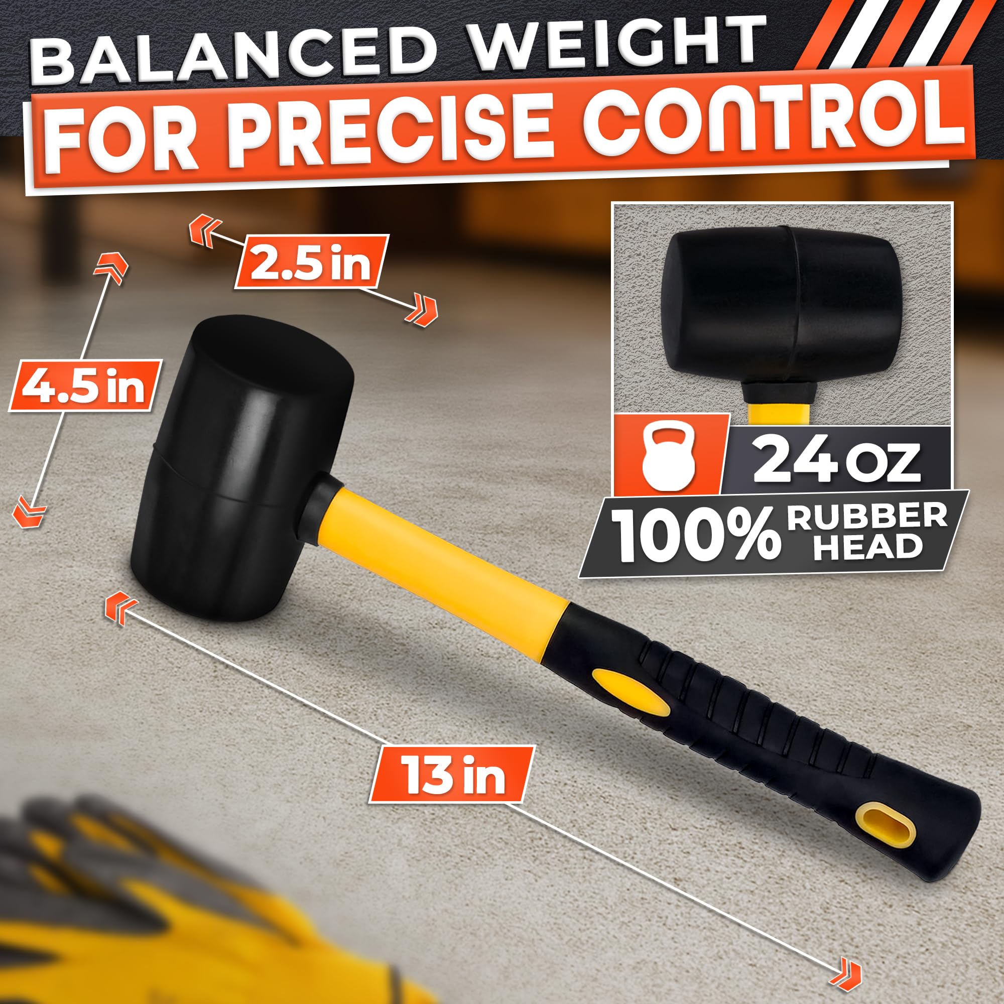 LEGLO 24oz Rubber Mallet - Durable Hammer for DIY -2