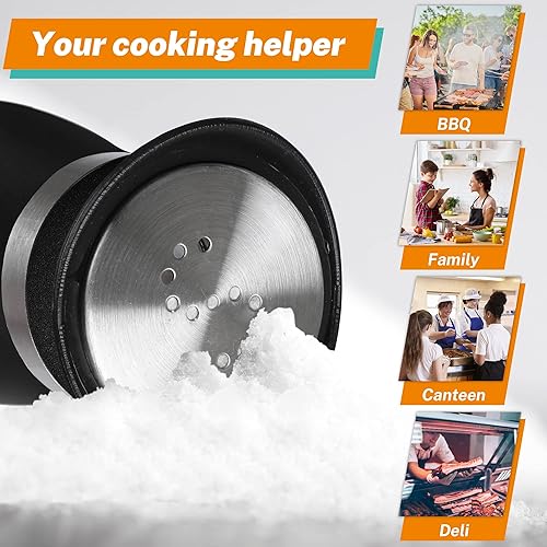 Miniatura 119 de Juego de saleros y pimenteros, coctelera de sal y pimienta con fondo de vidrio de 4 onzas con tapa de acero inoxidable para mesa de cocina, Rojo