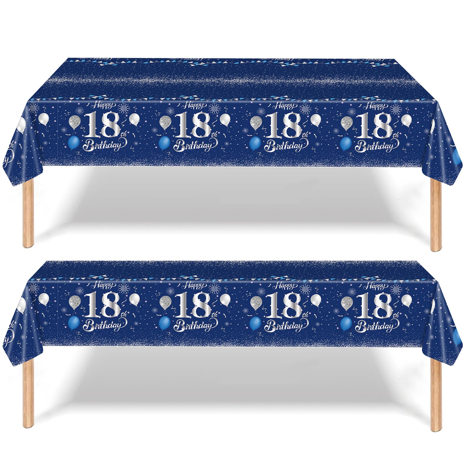 Lot De 2 Nappes Jetables 'Happy 40th Birthday' Bleu Marine - 137x274 Cm, Papier Imperméable, Décoration Anniversaire