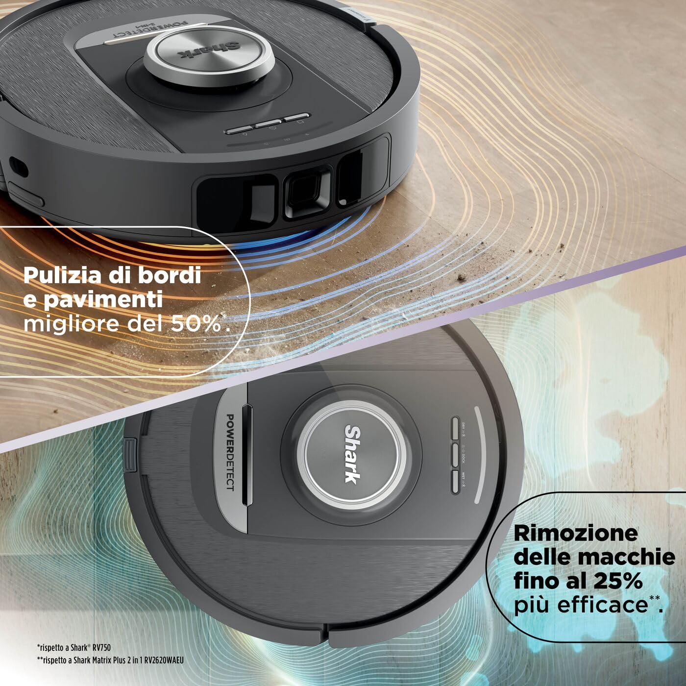 Shark PowerDetect, Robot Aspirapolvere Lavapavimenti 2 in 1, WiFi/App, Nero