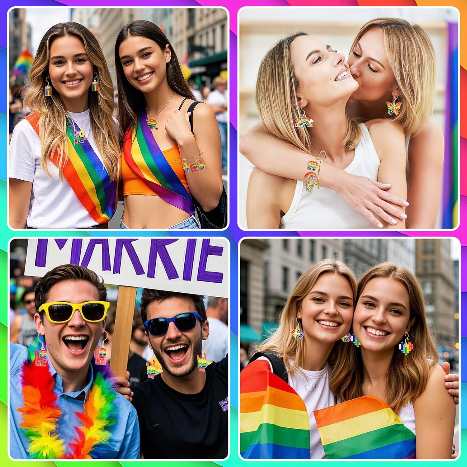 MARFOREVER 40Pcs/20 Pairs Pride Charms, Rainbow Charms for Jewelry Making, Rainbow Gay Enamel LGBT Colorful Pride Charm Pendants for Bracelet Necklace Earrings Making Accessories - Image 7