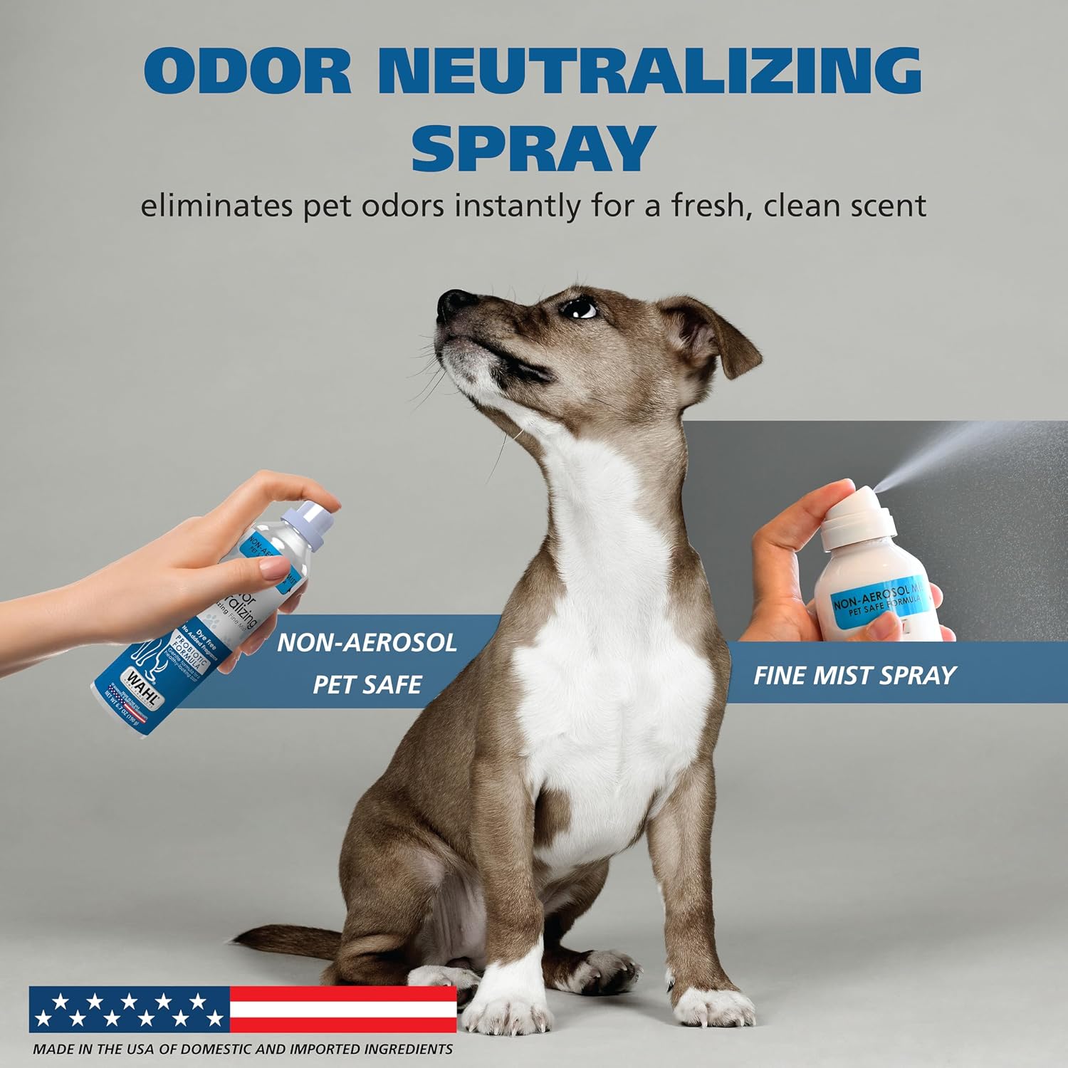 Wahl USA Pet Odor Neutralizing Mist for Dogs, Pet Odor Eliminator, 6.7 oz | Eliminate Pet Odors Fast, Fragrance-Free Propellant Free Probiotic Mist, Pet Safe & Environment Safe – Model 3028687