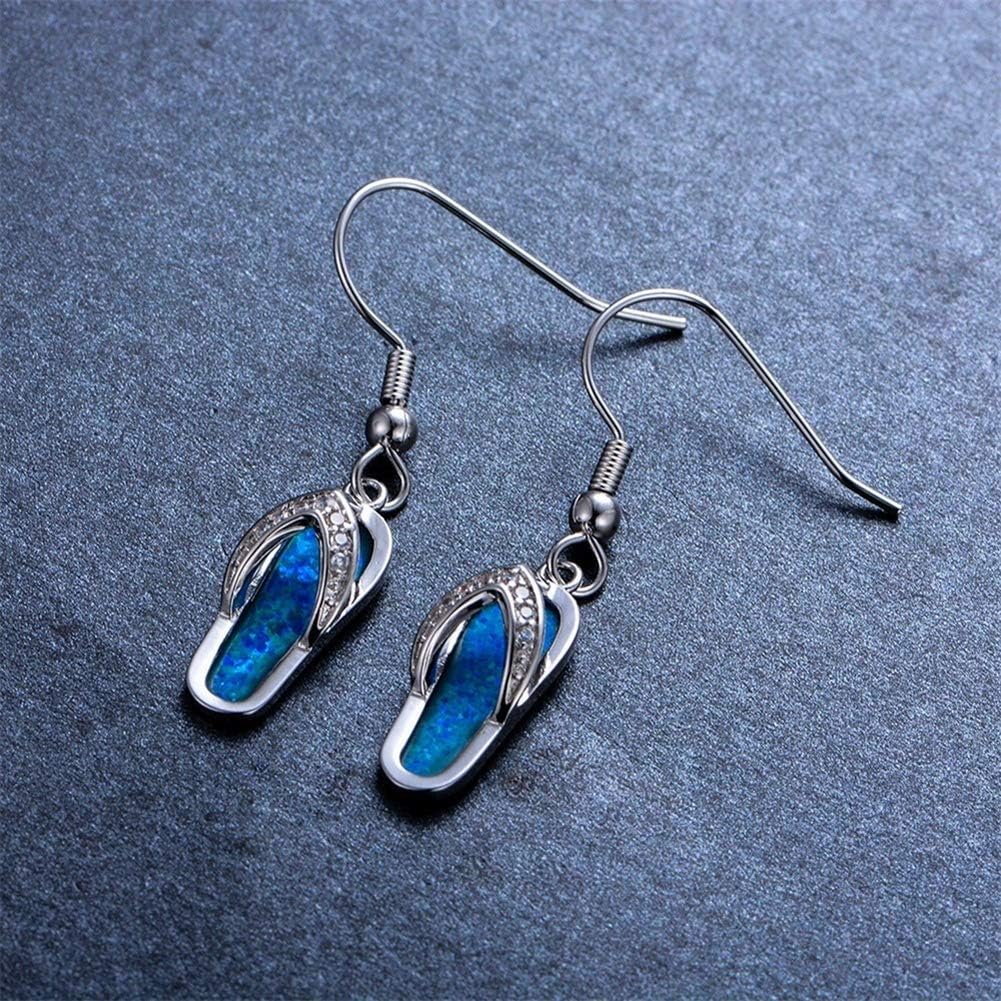 Shentesel 플립플롭 펜던트 귀걸이 구매 전 확인 사항 6 Exquisite Summer Beach Women Rhinestone Flip Flops Pendant Hook Earrings Jewelry Gift - Blue