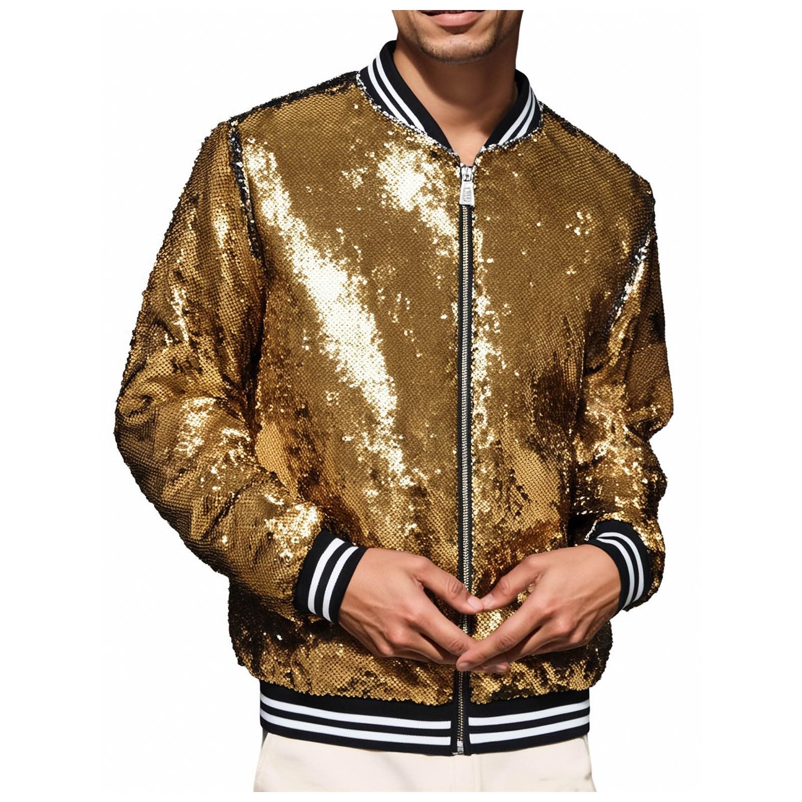 Giacca da uomo a mezza stagione a collo alto giacca da uomo primavera estate paillettes cappotto da lavoro casual bombers escursionismo antivento aeratore giacche sahariane giacca da baseball cappotti