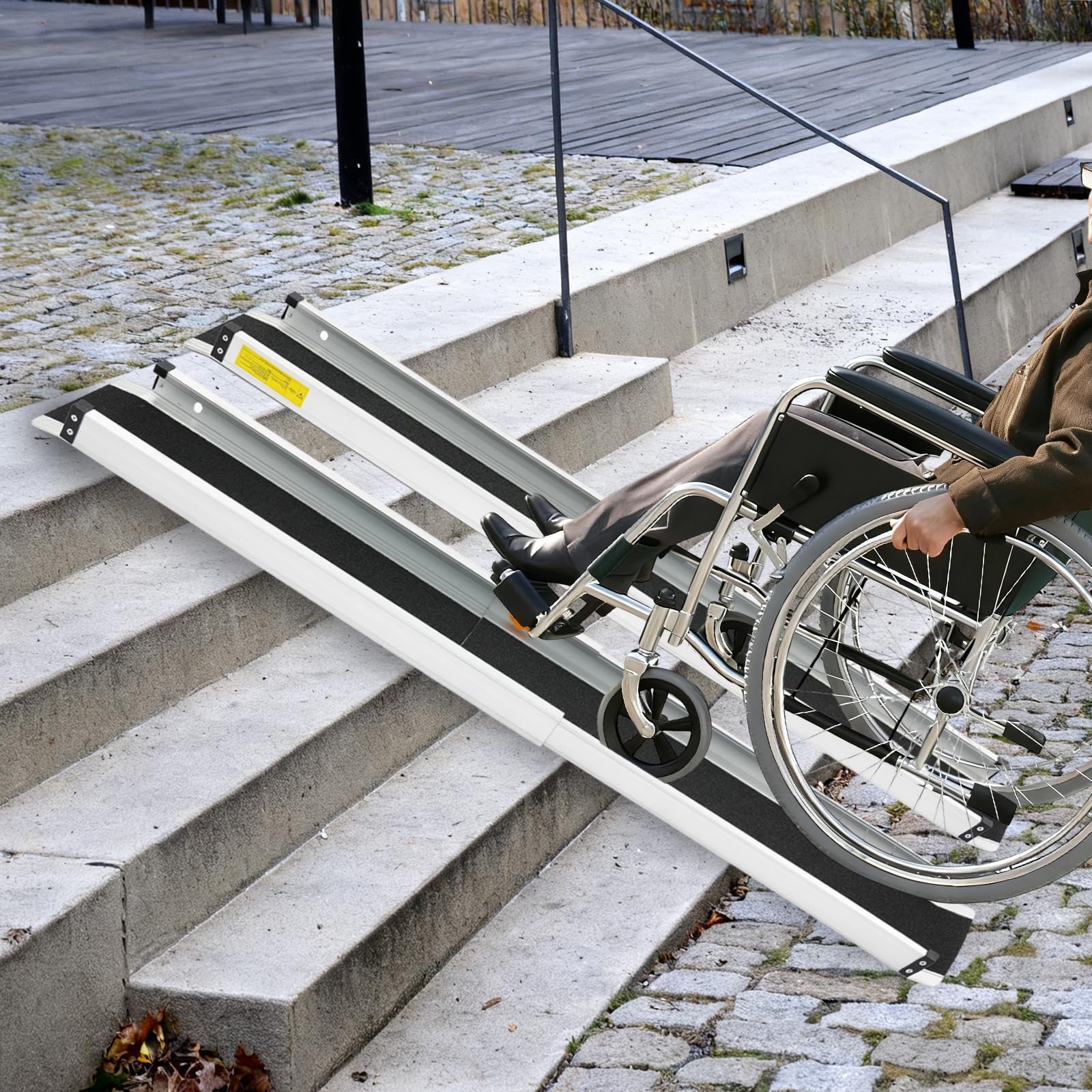 Rampa telescópica para silla de ruedas, 122 cm, de aluminio, antideslizante, con bolsa de almacenamiento, para scooter, silla de ruedas, cochecito, juego de 2