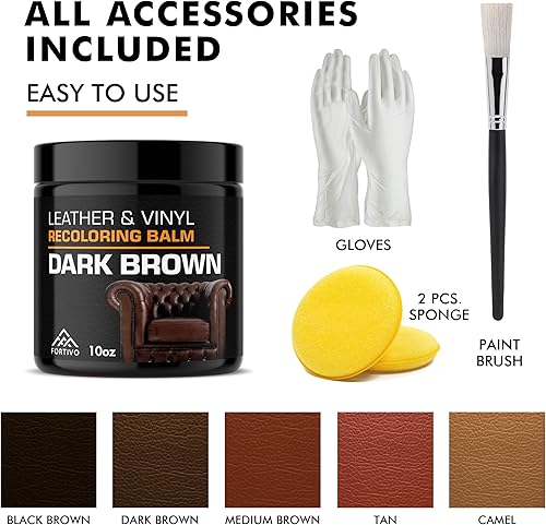 Miniatura 5 de Bálsamo recolorante de cuero, restaurador de color para sofás y asientos de automóvil, removedor de arañazos y tinte de cuero, 10 onzas