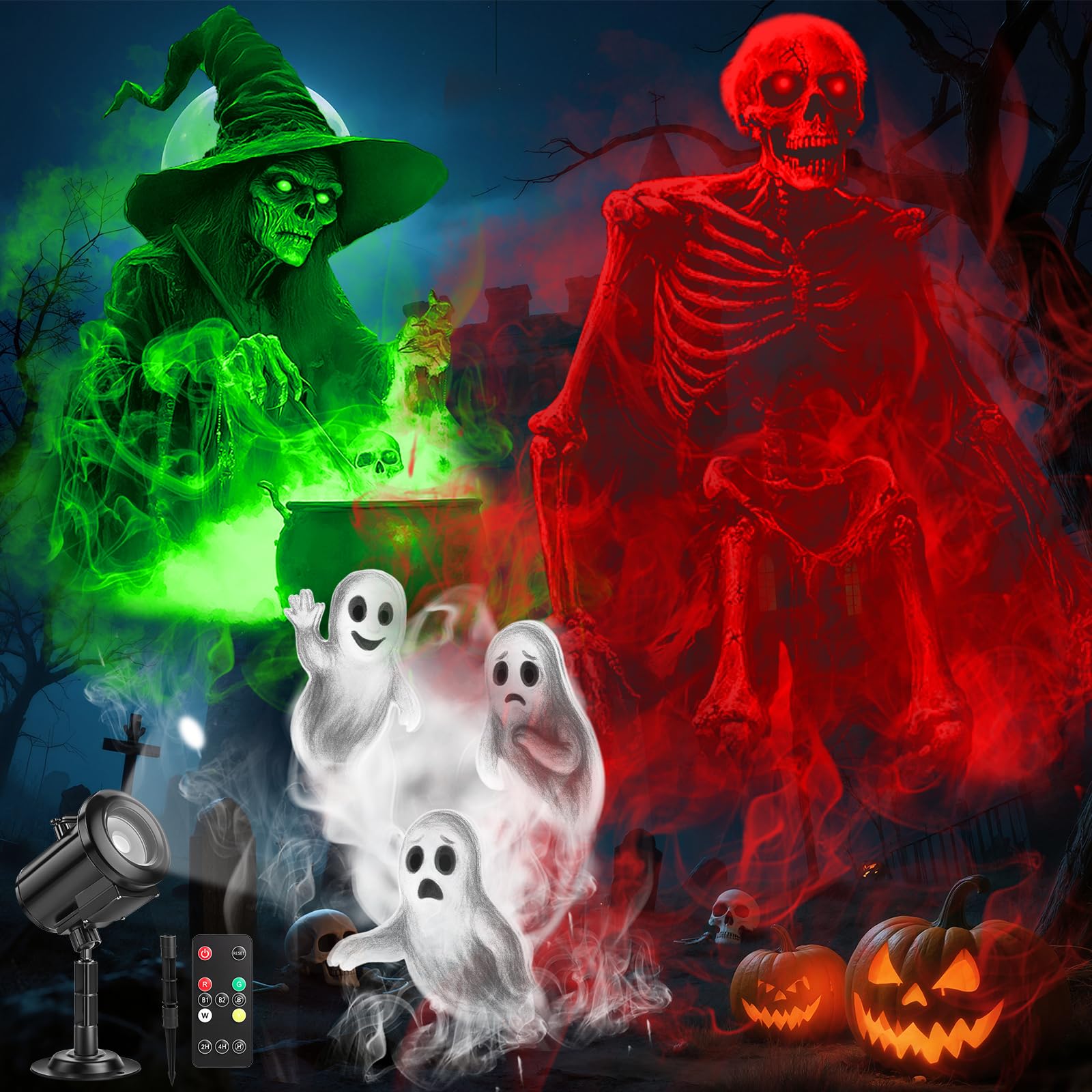 Amazon.com: 12 in 1 Halloween Ghost Projector Light Outdoor, 3D