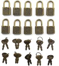10pcs Mini Personal Diary Padlocks with Key and Lock, Small, Antique Old Gold