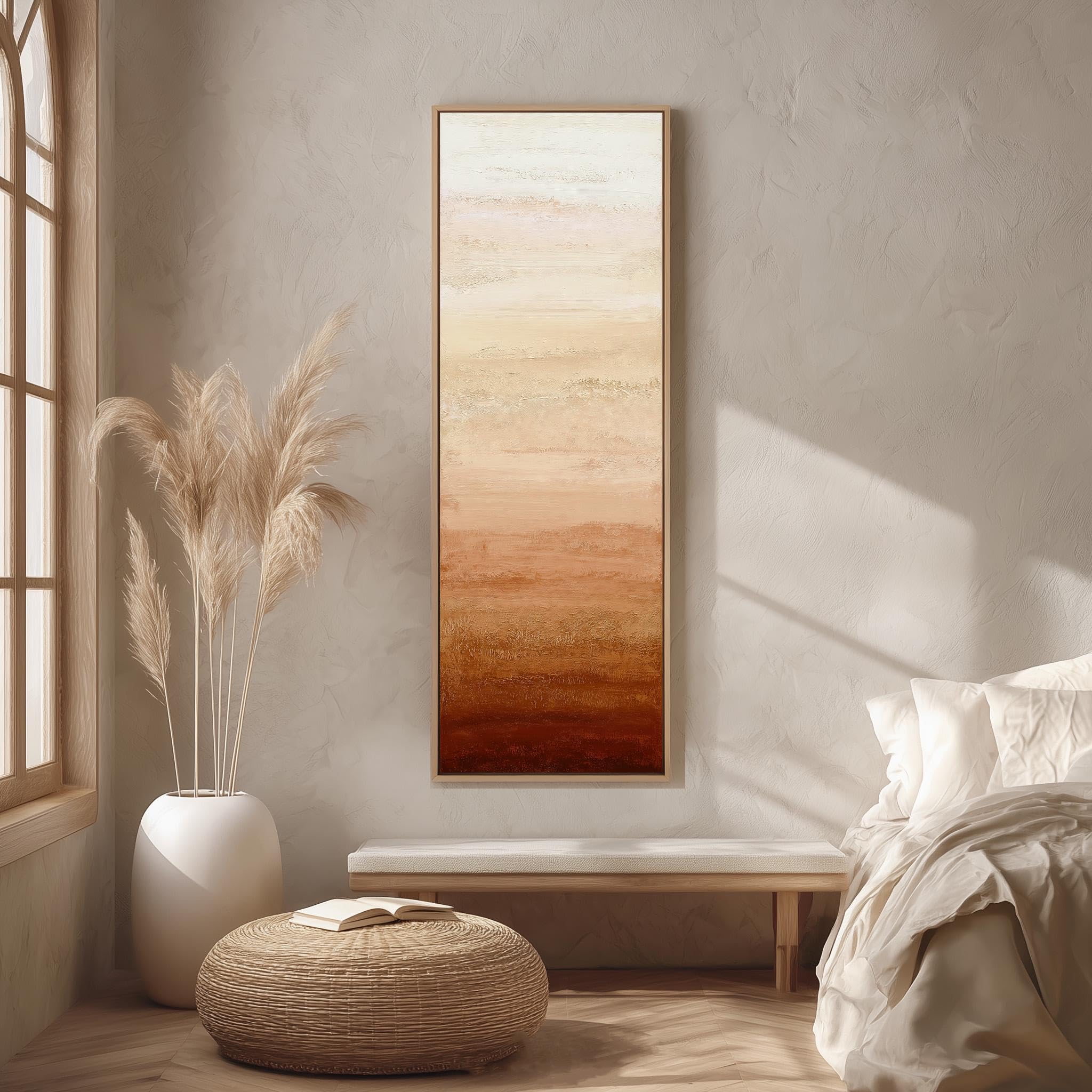 XBTYKPB Long Vertical Graffiti Art, Tall Narrow Brown Canvas, Skinny Framed Minimalist Print, Abstract Painting, Neutral Bedroom(30x90cm/Frameless)