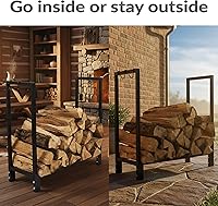 Vista 5 de Sunnydaze depósito de leña, acero color negro, 30 pulgadas, Negro