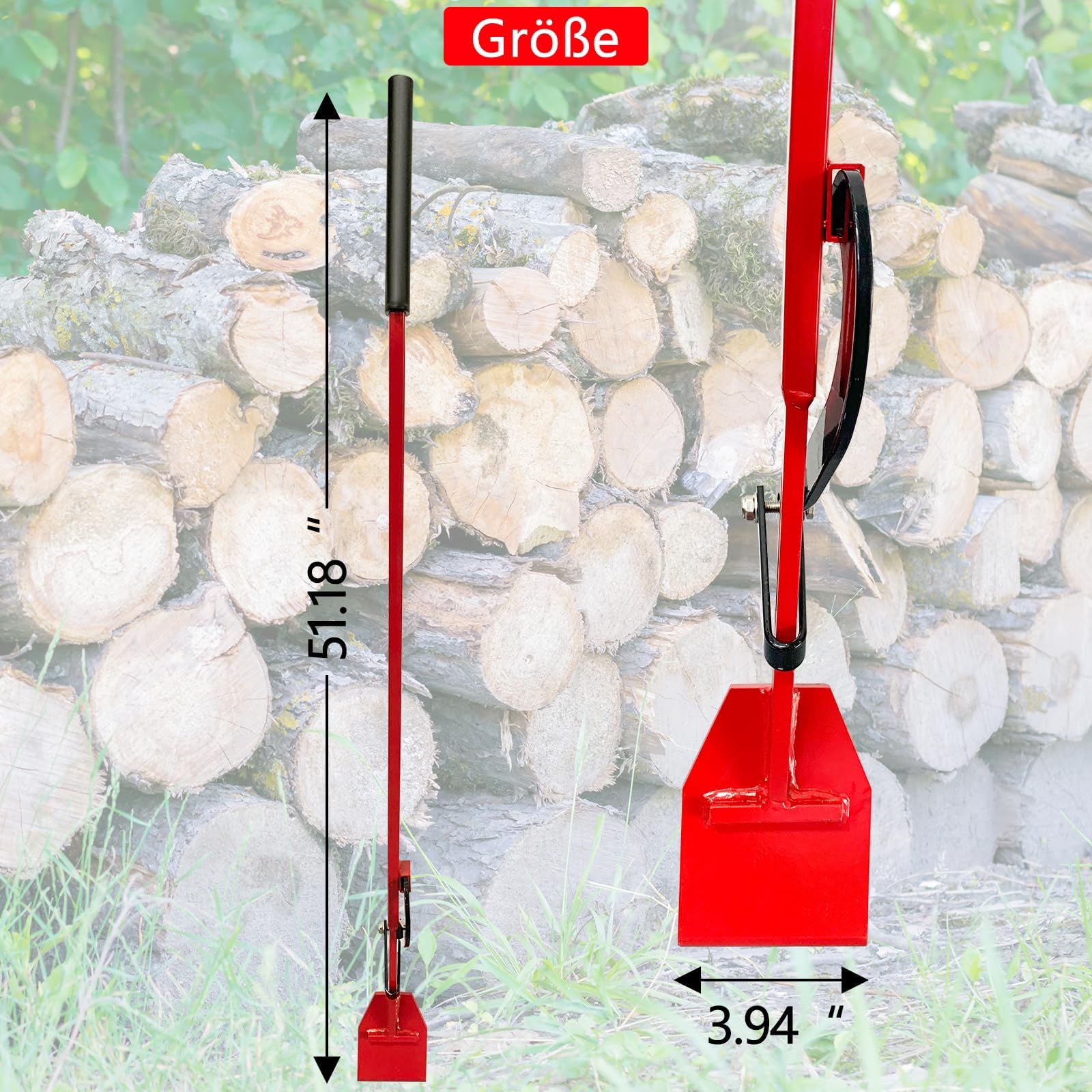 Schwerlast-Fällheber zum Baumfällen 130 cm Stammheber Geschmiedeter Kantheber mit Wendehaken, Ergonomischer Rutschfester Handgriff