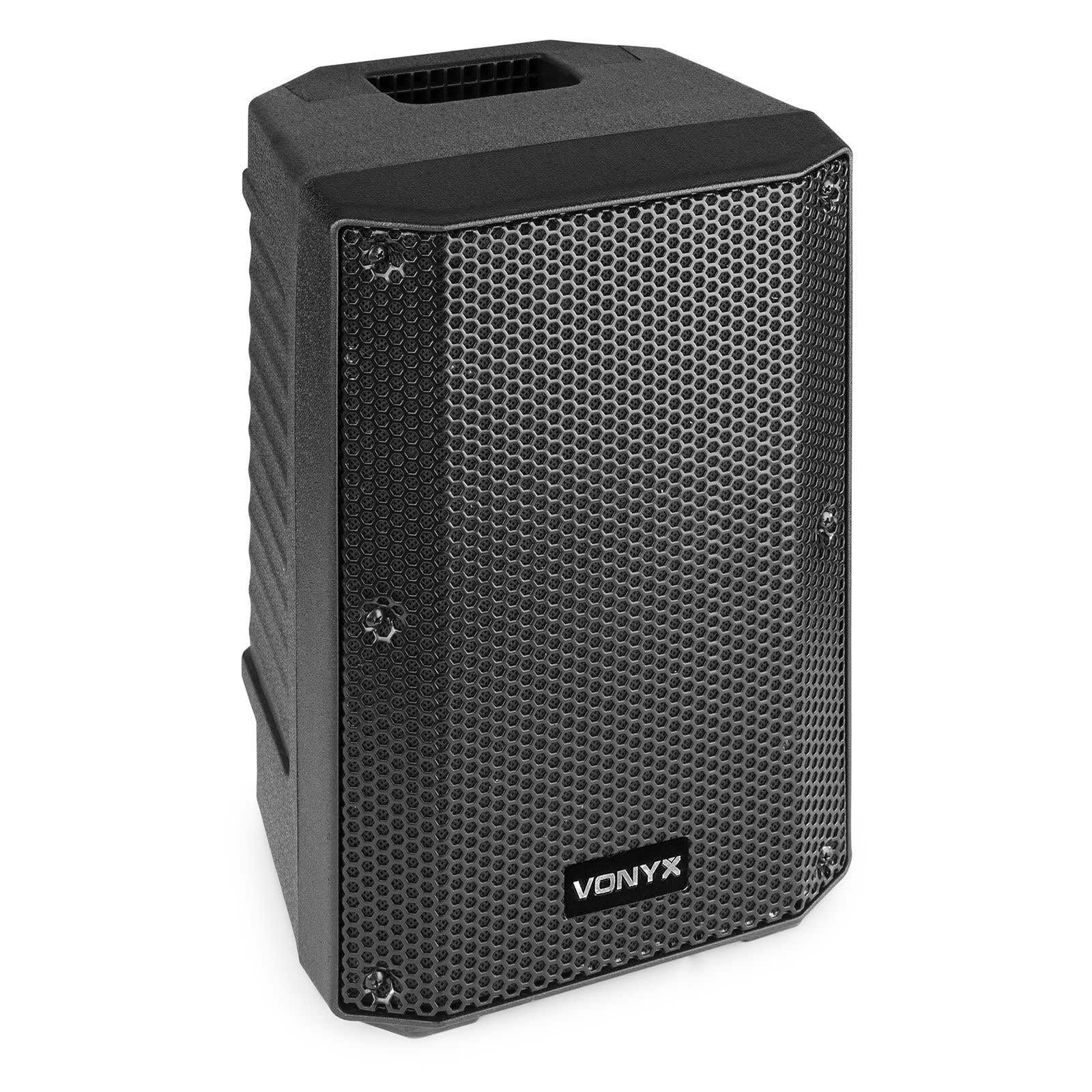 VONYX VSA08BT Enceinte Active Amplifiée Bluetooth 5.0-250 Watts, Woofer 8 Pouces, Montage sur Pied, Lecteur MP3, Affichage LCD, Idéal pour Les DJs Mobiles et pour Animer Vos Soirées