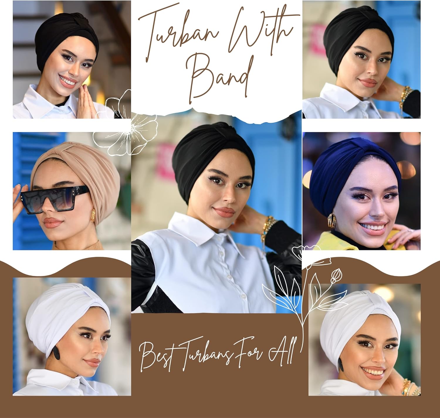 para life Band Turbans for Women, Breathable Instant Turban|Standard Size Stretchable Cotton Sandy|Pre-tied Hijab Cap