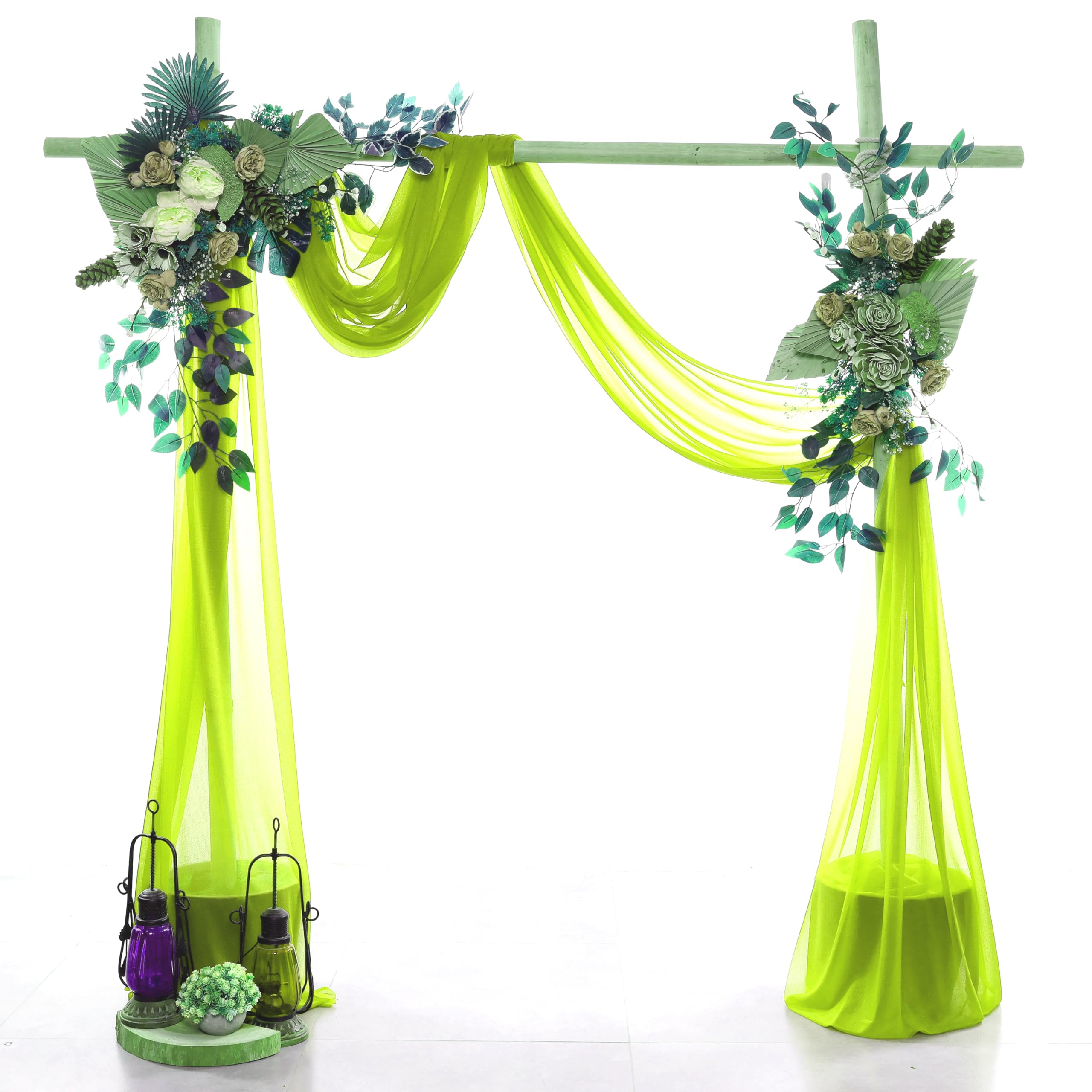 VDS Pack of 1 Panel (30 Inch X 20 Feet) Wedding Arch Draping Fabric Sheer Chiffon Fabric Drapery for Wedding Ceremony Reception Swag Backdrop Canopy Chuppah ARBO Altars Decoration (Parrot Green) — image 1
