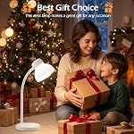 GyroVu Lampes de bureau pour la maison, LED Lampe de lecture, lampe de table, soins oculaires 5000K Lumière de jour, réglable Gooseneck lampe de bureau pour la chambre de dortoir du collège, chambre, bureau(blanc)