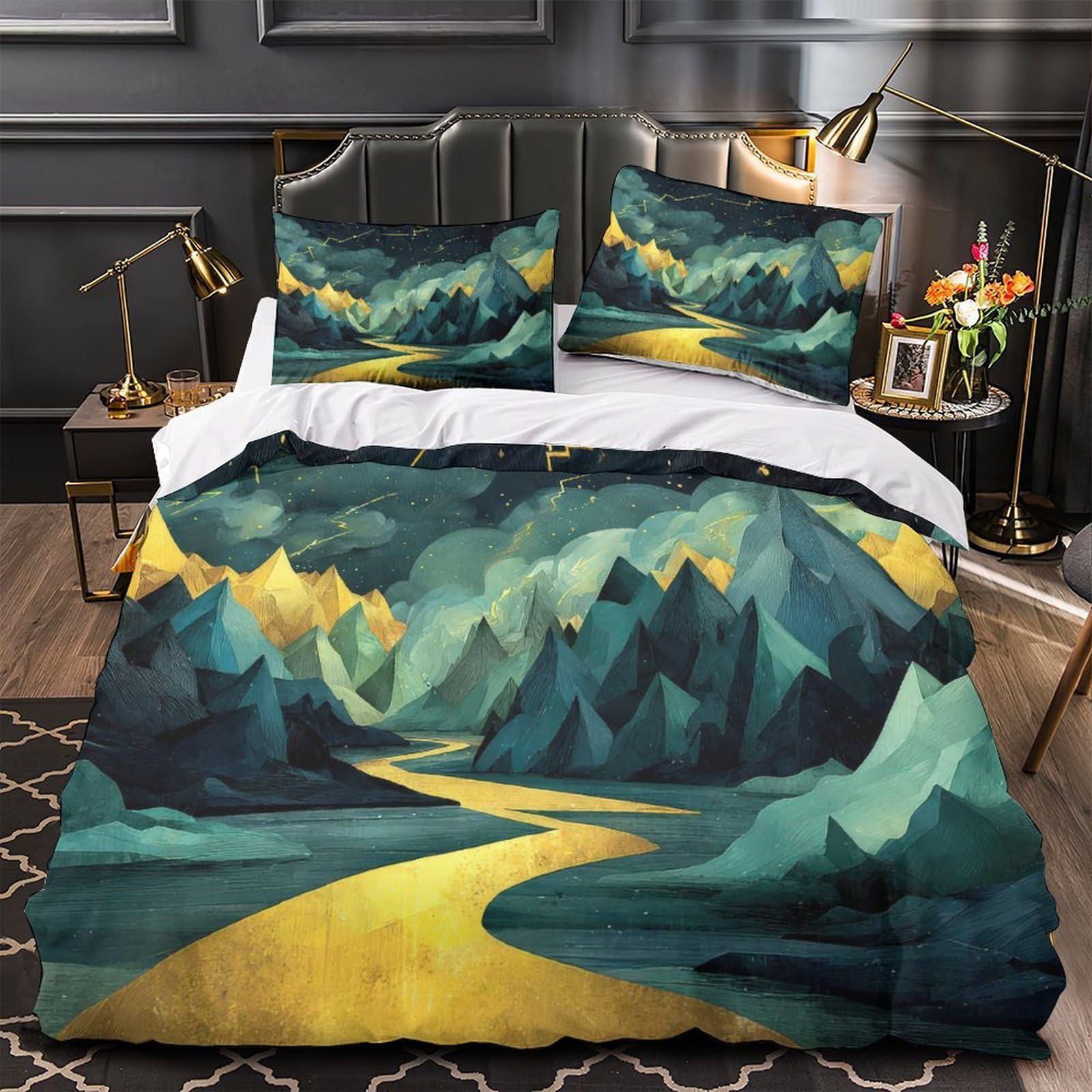 Parure de lit montagne 3D microfibre ultra douce 140x200cm