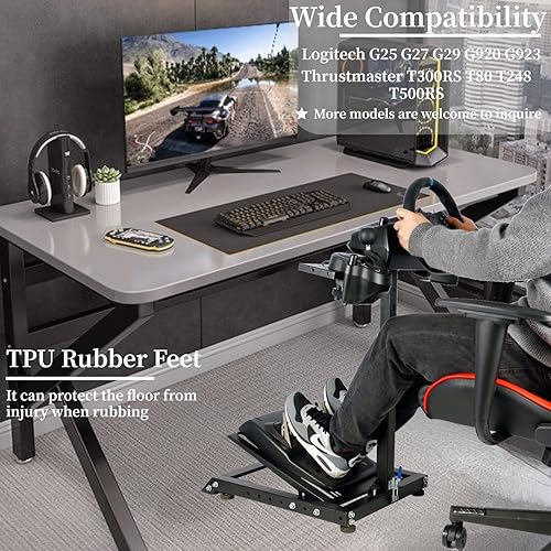 Miniatura 5 de Anman Racing Steering Wheel Stand with Gear Shifter and Pedal Mount for Logitech G25 G27 G29 G920 Thrustmaster Folding Gaming Racing Sim Cockpit