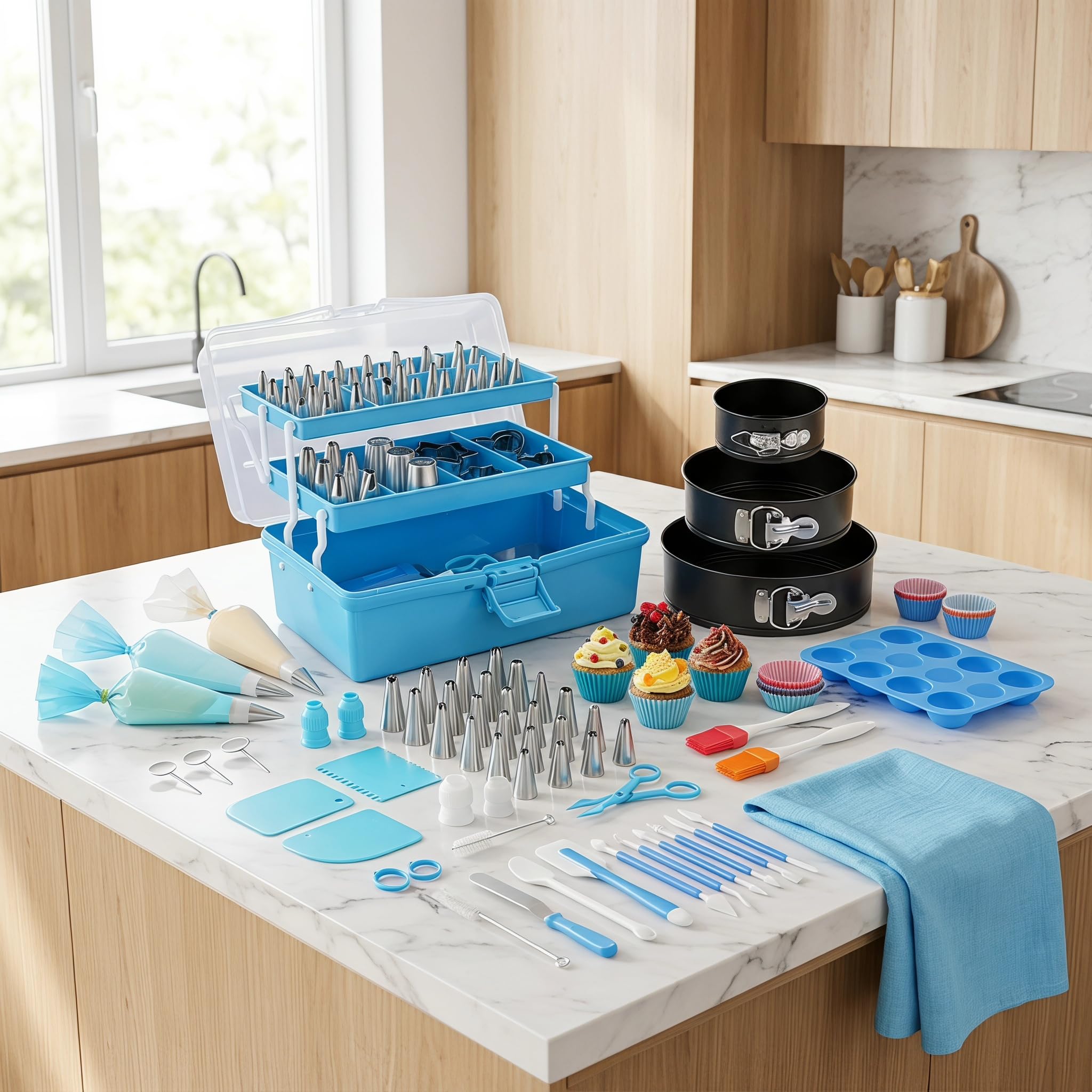 Kit di 236 Pezzi per Decorare Torte: Beccucci per Glassa E sac à Poche, Strumenti per Decorare Cupcake E Biscotti con Custodia, per Principianti E Professionisti.