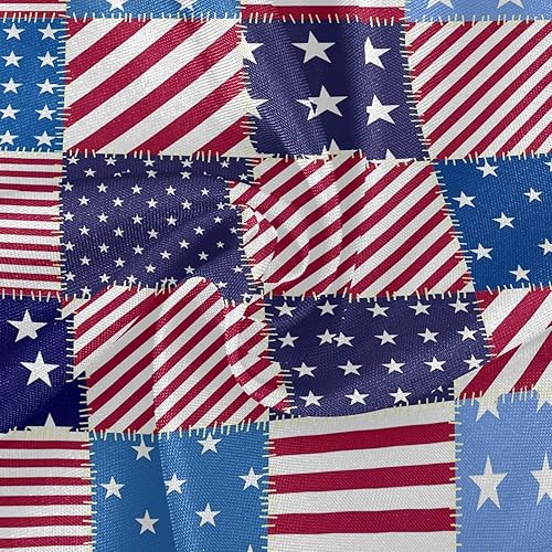 Miniatura 4 de Mantel redondo con diseño de estrellas patrióticas estadounidenses, Día Mermorial de la Independencia, mantel circular de poliéster lavable para