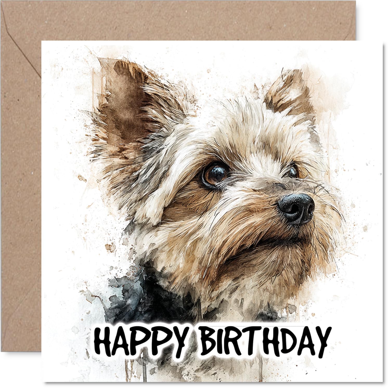 Yorkshire Terrier Birthday Card for Men Women - Dog Breeds - Happy Birthday Card for Son Wife Grandma Cousin, 145mm Bday Greeting Cards