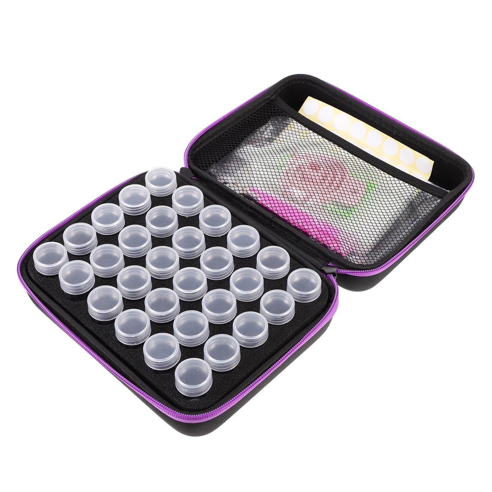 Kit para dibujo de gemas con bolígrafo perforador y caja portátil de 30 frascos morados