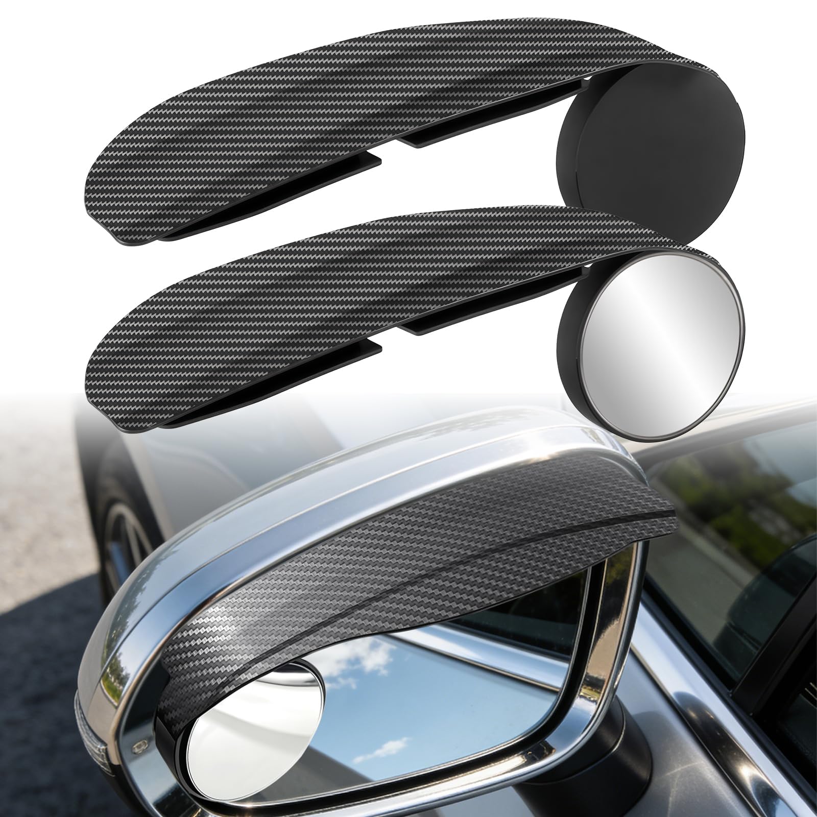 2PCS Blind Spot Mirror with Rain Visor for Volkswagen ID.Buzz 2018-2024