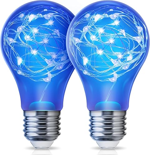 DORESshop Bombilla azul, bombillas azules A19, bombillas LED azules, bombillas de Navidad al aire libre, base E26, luz de porche, luz de fiesta, luz