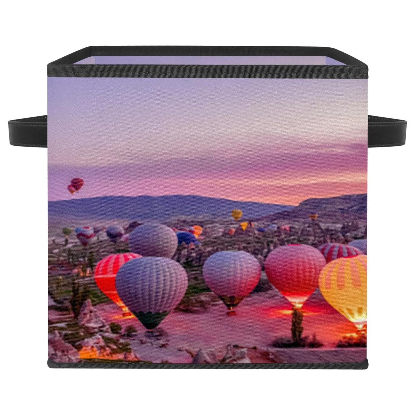 Cube de rangement en tissu au fini soigné et design de ballons à air chaud pour armoire