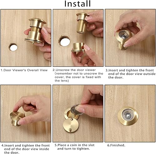 Miniatura 5 de Sumnacon Visor de puerta grande de 220 grados con cubierta de privacidad giratoria resistente, mirilla de seguridad de latón macizo para puertas de