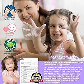 Kids Makeup Sets for Girls - 52 PCS Safe and Washable Makeup for Kids, Real Toddler Makeup Kit with Cosmetic Case, Girls Toys Age 4-12, Princess Toys Birthday Gift(Light Purple)